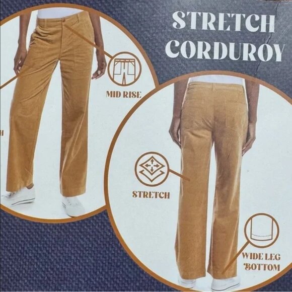 NWT Tan Corduroy Wide Leg Pants by Weatherproof Vintage - Picture 6 of 6
